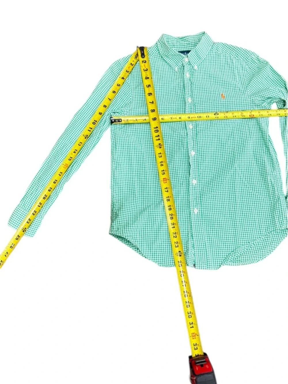 Ralph Lauren Oxford plaid Green Gingham Button-Down Shirt Size 14/16